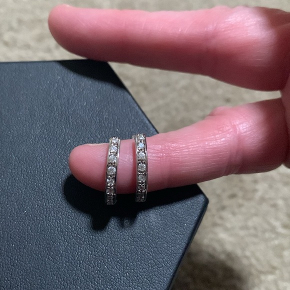 Huggie Earrings with Rhinestones-Sterling Silver - Picture 5 of 5